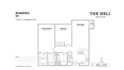 Floor plan for 2 beds, 2 baths, 1144 sqft